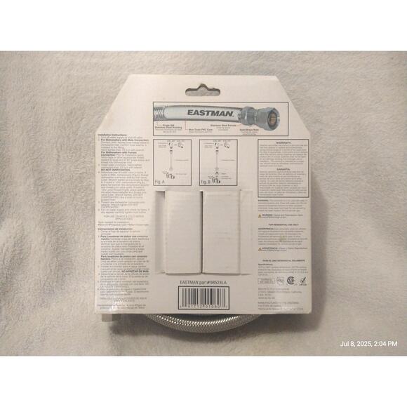 Eastman 8’ 3/8” Stainless Steel Dishwasher Connector Hose #0012253 - Picture 2 of 2